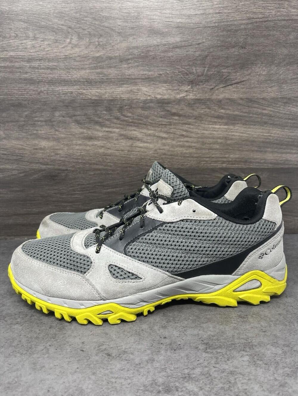 Columbia IVO Trail Breeze Snakers Mens Size 13 Grey Yellow Outdoors Trail